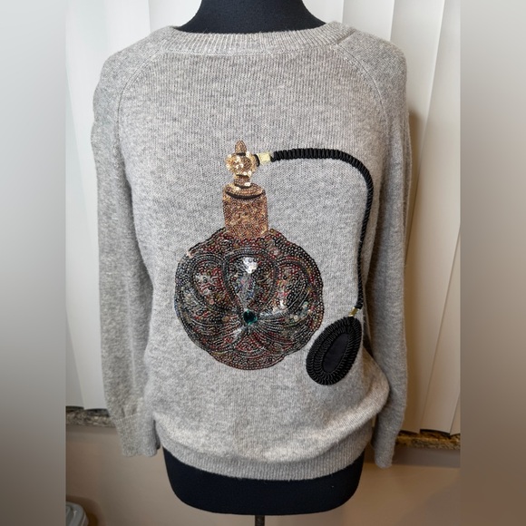 H&M Sweaters - H&M grey alpaca blend sweater sequined perfume bottle embroidery Size Small